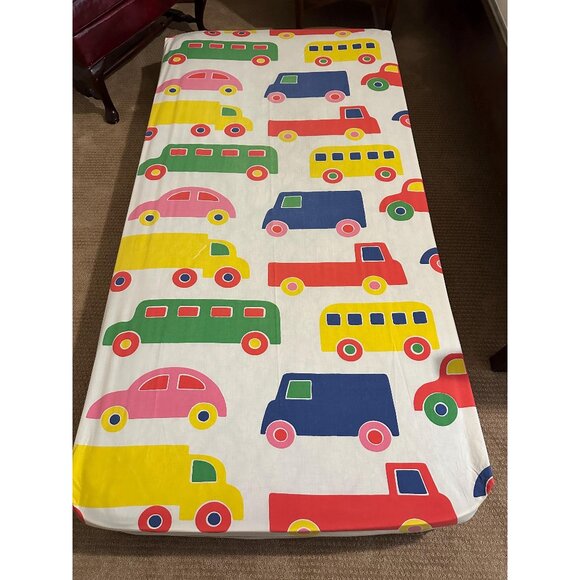 1970s Vintage Marimekko Oy Bo Boo cars twin sheet set - Picture 1 of 9